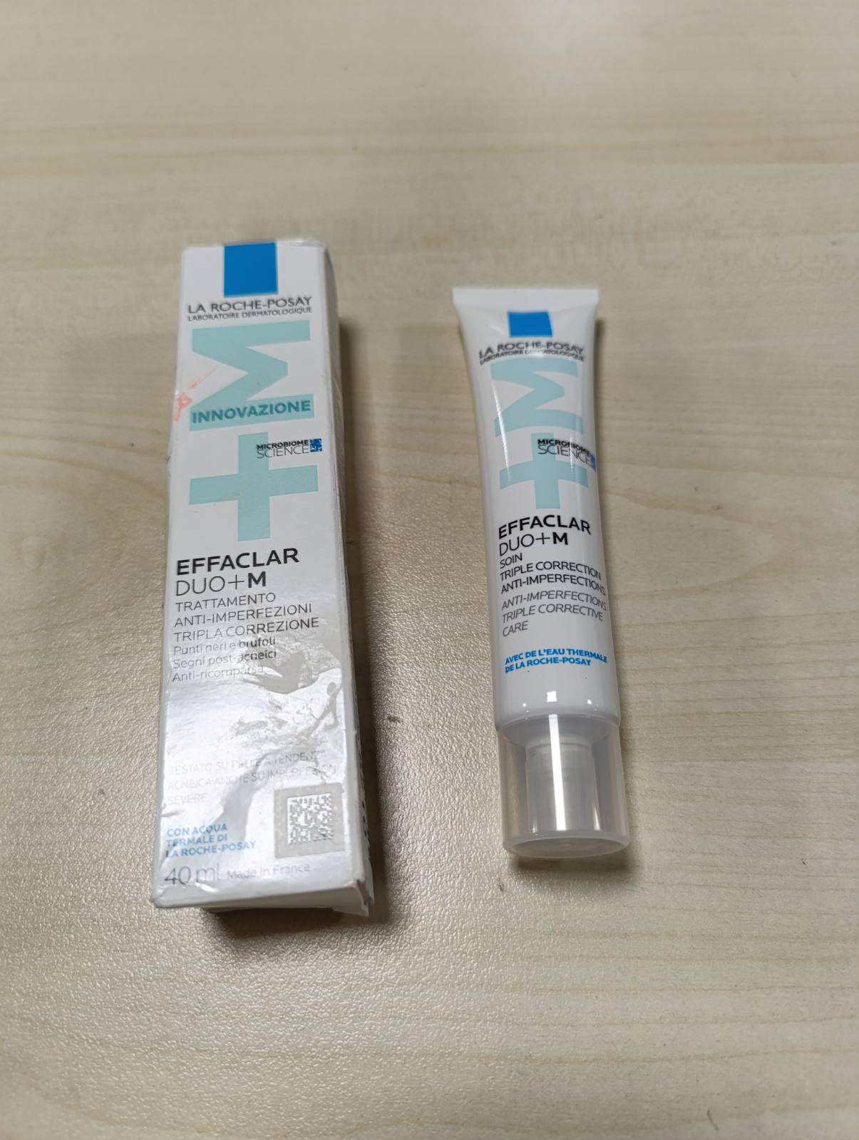 317338 - LA ROCHE-POSAY Krem për fytyrën kundër akneve, 40 ml, Kujdes i trefishtë i thellë, efekt kundër rikthimit, me niacinamidë, filobiomë dhe Procerad, Effaclar Duo+M
