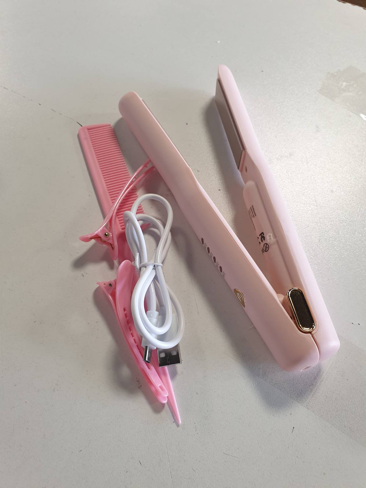 317807 - Mini Pjastër Flokësh pa Tel dhe Volumizues Rrënjësh, stilizues portativ i rikarikueshëm USB-C për udhëtim, 2-në-1