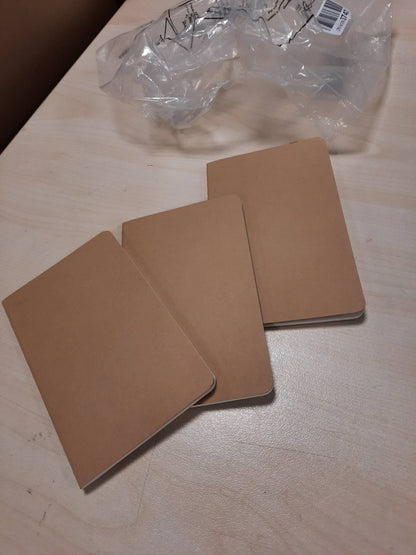 277095 - DITAR Moleskine Cahier, Set me 3 Fletore me Vija, Mbulesë Kartoni me Qepje të Dukshme, Ngjyrë Kafe, 64 Faqe, Xhep 9 x 14 cm