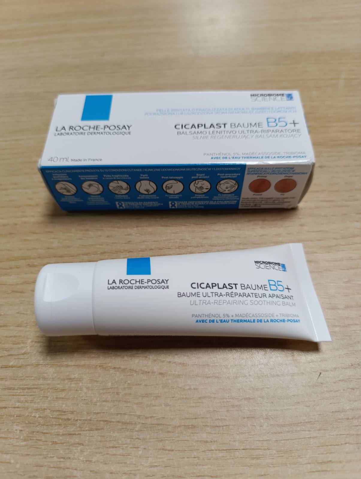 317373 - LA ROCHE-POSAY Cicaplast Baume B5+, Balsam Riparues për Fytyrën dhe Trupin, 40 ml, i përshtatshëm për lëkurë të thatë dhe të ndjeshme, veprim kundër skuqjes, efekt qetësues, formulë me Tribiomë, Pantenol, Madecassoside