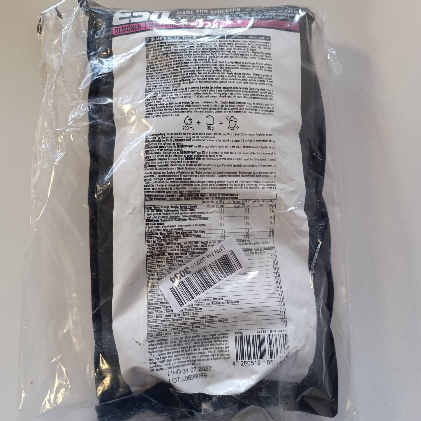 315879 - ESN Pluhur Proteine Hirre, Drithëra me Kanellë, 1 kg, 23 g proteina për porcion, Ideale për ndërtimin e muskujve, Prodhimi në Gjermani