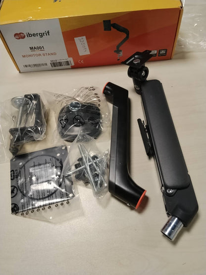 320014 - IBERGRIF Mbështetëse për Monitor Tavoline për Ekrane 13-32 Inç, Krah Monitori i Rregullueshëm me Sustë Gazi, VESA 75/100 mm - E Zezë
