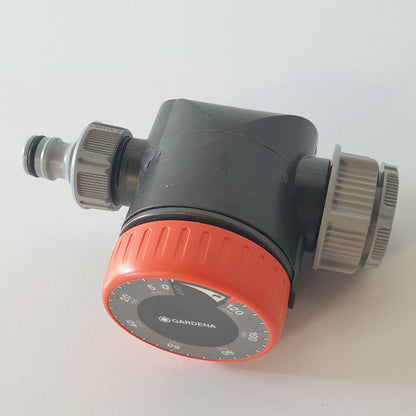 313269 - GARDENA Kohëmatës Ujitjeje Automatik për Rubinetat e Ujit 26.5 mm (G 3/4) ose 33.3 mm (G1), Kohëzgjatje Fleksibile Ujitjeje (5-120 Min.), Lidhje e Lehtë me Sistemin Quick-Plug (1169-20)