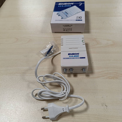 273760 - EDISION LIA-200 Amplifikator Antenash Televizori për Apartamente të Brendshme UHF/VHF, 12-24dB i Rregullueshëm, 104dBmV, për Transmetim Dixhital Tokësor DVB-T/T2, me Filtër 5G LTE, 1 Hyrje, 2 Dalje