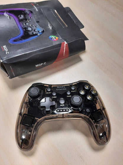 273819 - MARS GAMING - MGPC Gamepad Profesional Neon RGB - Dridhje Haptike e Dyfishtë, Levë Analoge - Për PC, PS3, Mac, Switch, Switch 2, Raspberry Pi, Android
