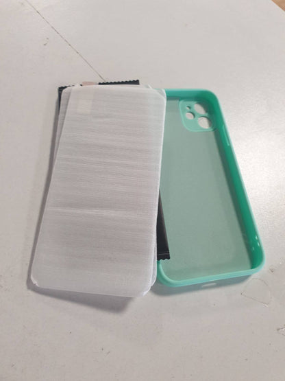 274667 - QASYFANC Mbulesë mbrojtëse kamerash për iPhone 11 me 2 mbrojtëse ekrani prej qelqi të temperuar, Mbulesë mbrojtëse prej silikoni ultra të hollë dhe të butë me mikrofibër, rezistente ndaj goditjeve, për iPhone 11 6.1" - Jeshile mente