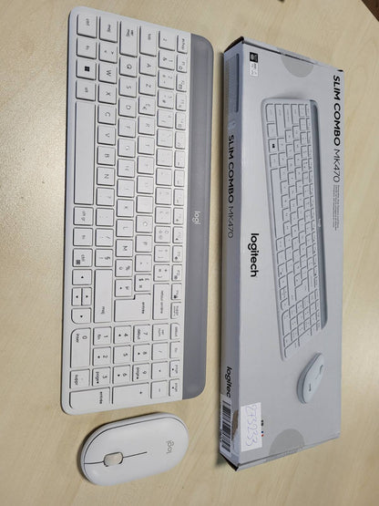 273233 - LOGITECH Kombinim tastiere dhe mausi pa tel MK470, 2.4 GHz me marrës USB Unifying, maus optik ultra i hollë, tastierë franceze AZERTY - e bardhë
