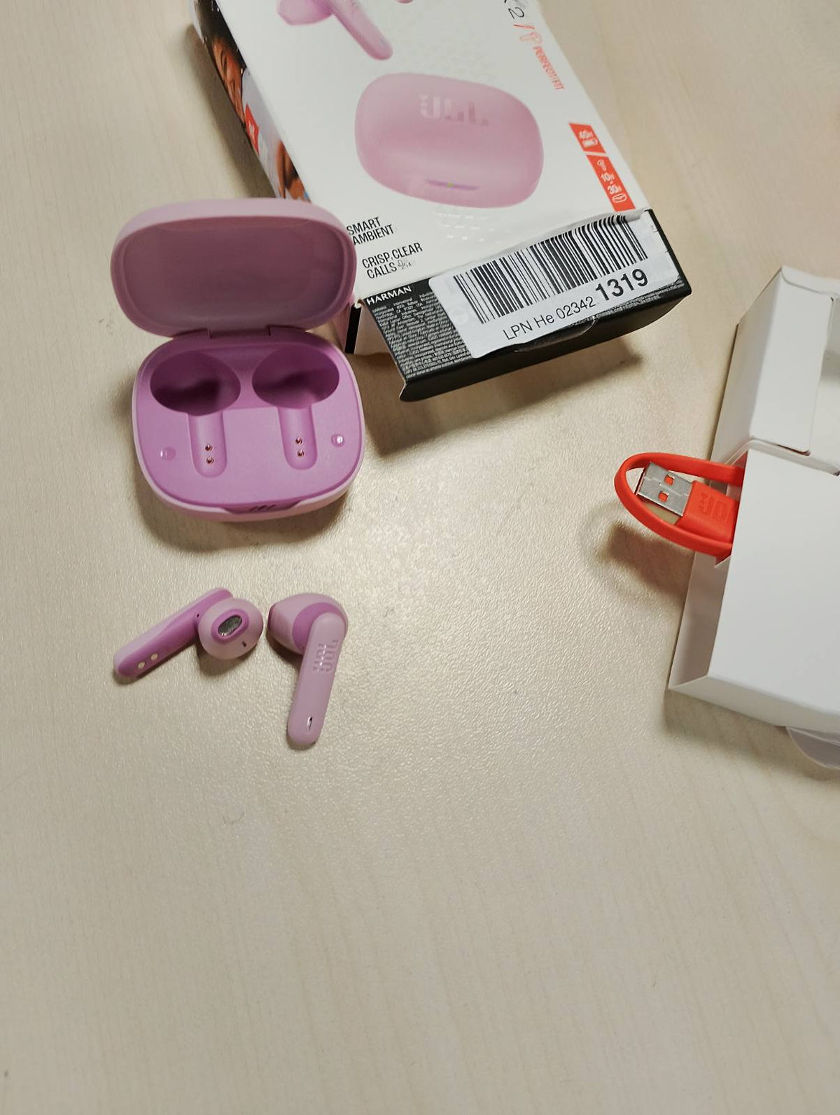 272882 - JBL Wave Flex 2, Kufje pa tel Bluetooth, 40 orë jetëgjatësi baterie, JBL Pure Bass, Teknologji Smart Ambient, IP54, rozë