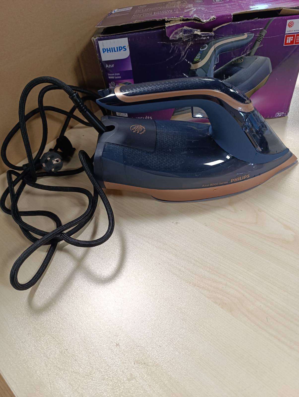 162109 - PHILIPS Azur Seria 8000, Hekur me Avull 3000W, Avull i Vazhdueshëm 85 g/min, Shtim Avulli 260 g, Teknologji OptimalTEMP, Pllakë SteamGlide Elite, Blu e Errët (DST8050/20)