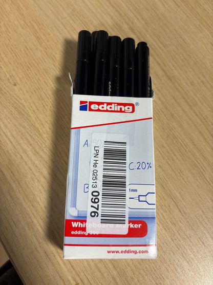 267364 - EDDING 366 Shënues për tabelë të bardhë - i zi - 10 shënues të hollë - majë 1 mm - që fshihet në mënyrë të thatë