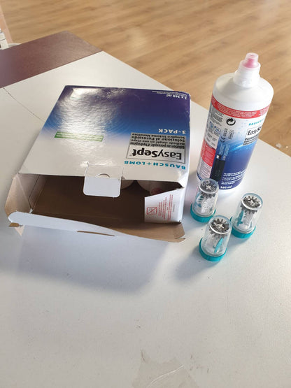 316565 - BAUSCH + LOMB Tretësirë peroksidi EasySept - Tretësirë dezinfektimi për lente kontakti për lentet e buta, sistem peroksidi me një hap me kuti, pako me 3 copë, 3 x 360 ml