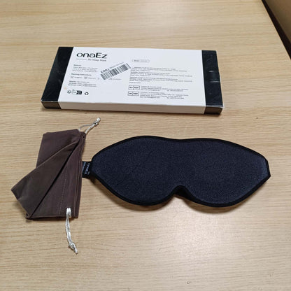 317799 - ONA EZ Maskë Gjumi 3D për Burra dhe Gra, maskë sy total bllokuese e dritës, zgavra sy të fundura 12 mm, jastëkë hunde të ngritur, maskë gjumi prej mëndafshi akullor për udhëtim, dremitje, e zezë