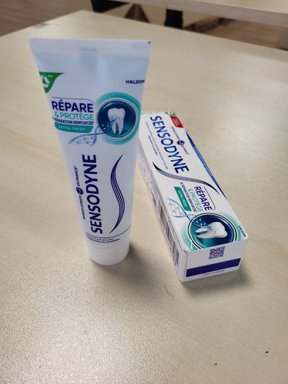 275928 - SENSODYNE - Pastë dhëmbësh për riparim dhe mbrojtje - Riparim i thellë për dhëmbë të ndjeshëm - Klinikisht e provuar për lehtësimin e ndjeshmërisë së dhëmbëve - Me Novamin - Mente e freskët - 75 ml