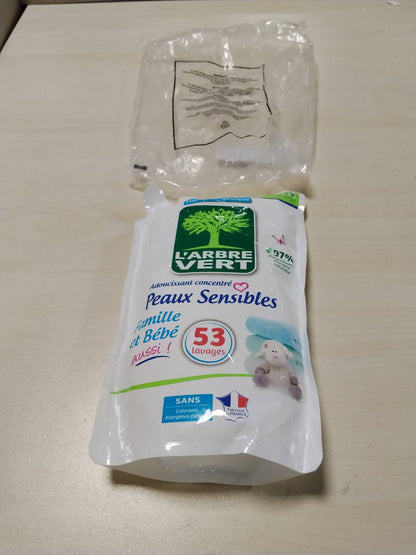 319190 - L'ARBRE VERT Zbutës rrobash i koncentruar, 800 ml, hipoalergjik, 53 larje
