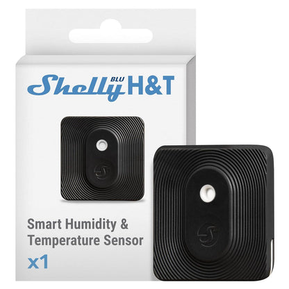 184578 - SHELLY - Sensori i Temperature dhe Lagështisë 'BLU H&T' me Bluetooth në Ngjyrë të Zezë, Termometër dhe Higrometër Inteligjent për Brendshme dhe Jashtme, IP54 i Certifikuar, Historiku i të Dhënave, Modaliteti Beacon, Nëvojitet Portë Hyrëse