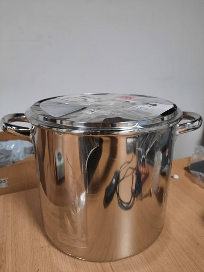 183879 -  GSW - Tenxhere përimesh MONTREAL, me kapak, doreza metalike të sigurtë, e përshtatshme për induksion dhe furrë, Ã‡elik inox, 24 cm, Argjendtë/Transparente
