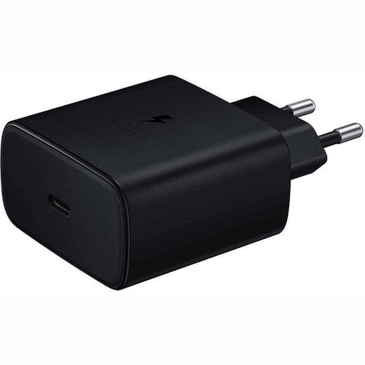 295086 - Karikues origjinal Samsung 45W, karikim i shpejtë, karikues USB-C, i zi, për telefona inteligjentë dhe tableta.