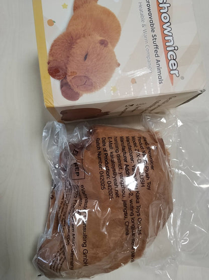 316833 - Lodër pelushi CAPYBARA e ngrohshme, 35 cm, 580 g, mbushje liri dhe livandoje, ngrohëse në mikrovalë, paketim në kuti dhuratash