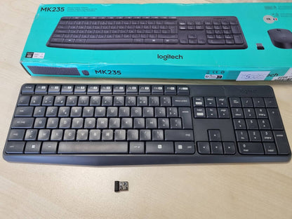 320052 - LOGITECH Kombinim Tastiere dhe Mausi pa Tel MK235, 2.4 GHz, Marrës USB Unifying, 15 Taste Funksionesh, Jetëgjatësi Baterie 3-vjeçare, Gri e Errët
