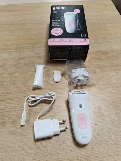 315516 - BRAUN Epilator elektrik Silk Epil 5 për femra, Makinë rroje elektrike për flokë të lagur dhe të thatë, heqje e lehtë e qimeve, përfshin kokë rroje dhe kapak prerës, 5-030, Rozë Flamingo