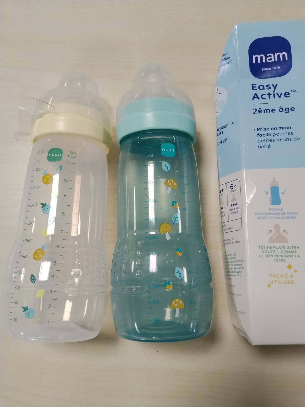 317701 - MAM Shishe Easy Active për Bebe 6+ Muaj, Akullore + Pearl, 2 pako x 330ml, thithkë silikoni ultra të shpejtë X-speed, vulë e papërshkueshme nga rrjedhjet