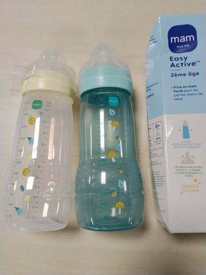 317701 - MAM Shishe Easy Active për Bebe 6+ Muaj, Akullore + Pearl, 2 pako x 330ml, thithkë silikoni ultra të shpejtë X-speed, vulë e papërshkueshme nga rrjedhjet