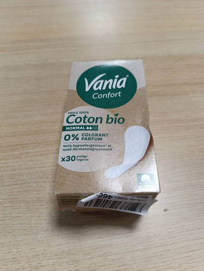 319029 - VANIA Mbështjellëse të brendshme Comfort, 100% Pambuk Organik, të rregullta (kuti me 30 copë), pa aromë dhe pa ngjyrues, mbrojtje higjienike