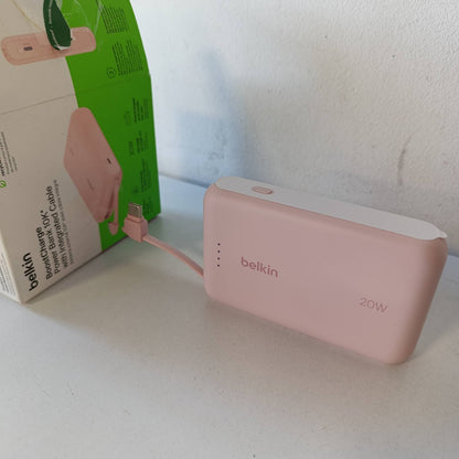 319942 - BELKIN Bankë energjie BoostCharge 10000mAh me kabllo të integruar, PD 20W, Dërgim energjie USB-C për karikim të shpejtë