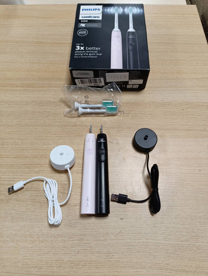 315359 - Furçë dhëmbësh elektrike Sonicare 3100, HX3675/15, kontroll presioni, kohëmatës, Sugar Rose dhe Black, pako me dy pjesë
