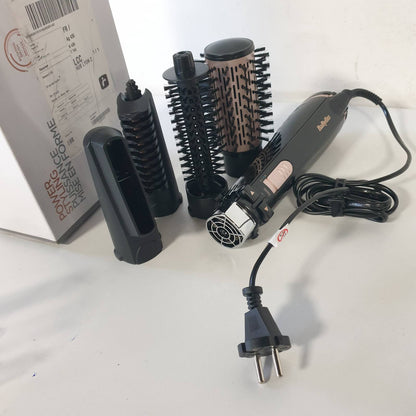 301688 - BABYLISS Furçë rrotulluese për tharëse flokësh për tharje, drejtim dhe stilim, Funksion jonik, me 4 aksesorë të ndërrueshëm, e zezë, AS200E