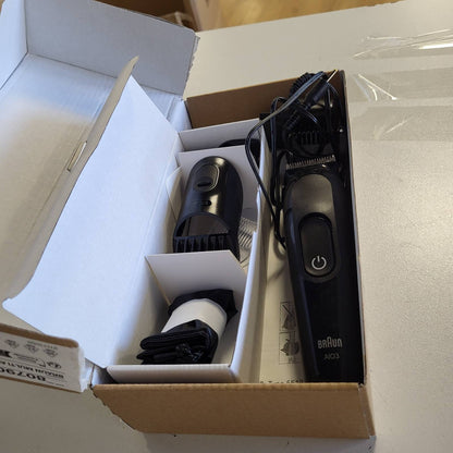 316154 - BRAUN Makinë prerëse Multigroom All-in-One Seria 3 AIO3545, e zezë, 8-në-1, 14 gjatësi, bateri 50 minuta
