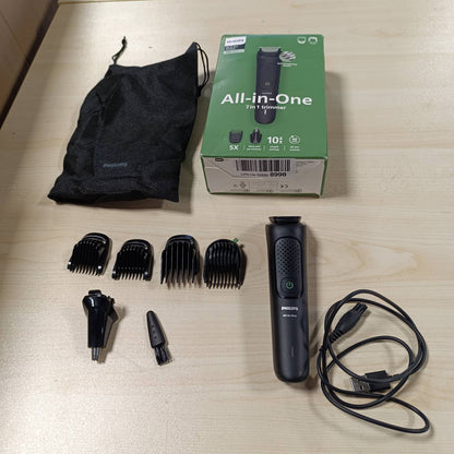 316235 - PHILIPS Makinë prerëse gjithçka-në-një Multigroom Series 3000, MG3930/15, me 7 aksesorë, tehe vetë-mprehëse, 10 gjatësi prerjeje