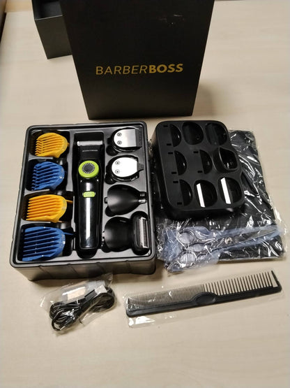 316283 - BARBERBOSS Prerëse mjekre dhe flokësh për burra (Sete kujdesi për burra, I papërshkueshëm nga uji-QR-6090)