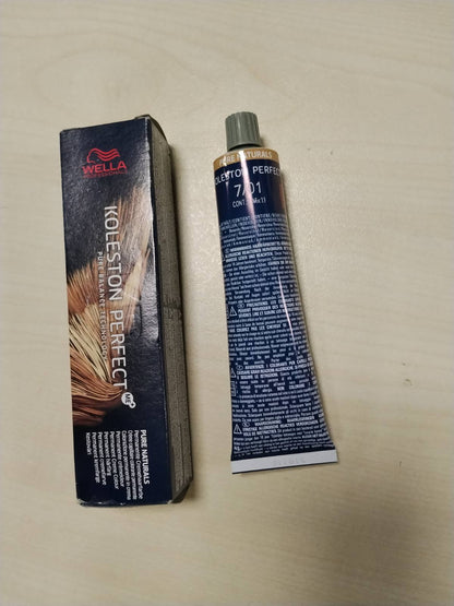 302469 - WELLA PROFESSIONALS Koleston Perfect Pure Naturals, Ngjyrë e përhershme për flokë, 60ml, 100% mbulim të thinjave, 07/01 Bjonde e Mesme Natyrale Hiri