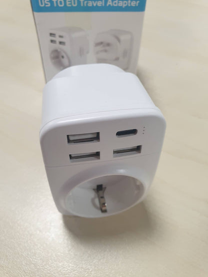 267003 - HOPPAC Adaptues prize 5-në-1 për SHBA - 3 USB-A (5V 2.4A) dhe 1 USB-C (5V 3A) - Tipi B