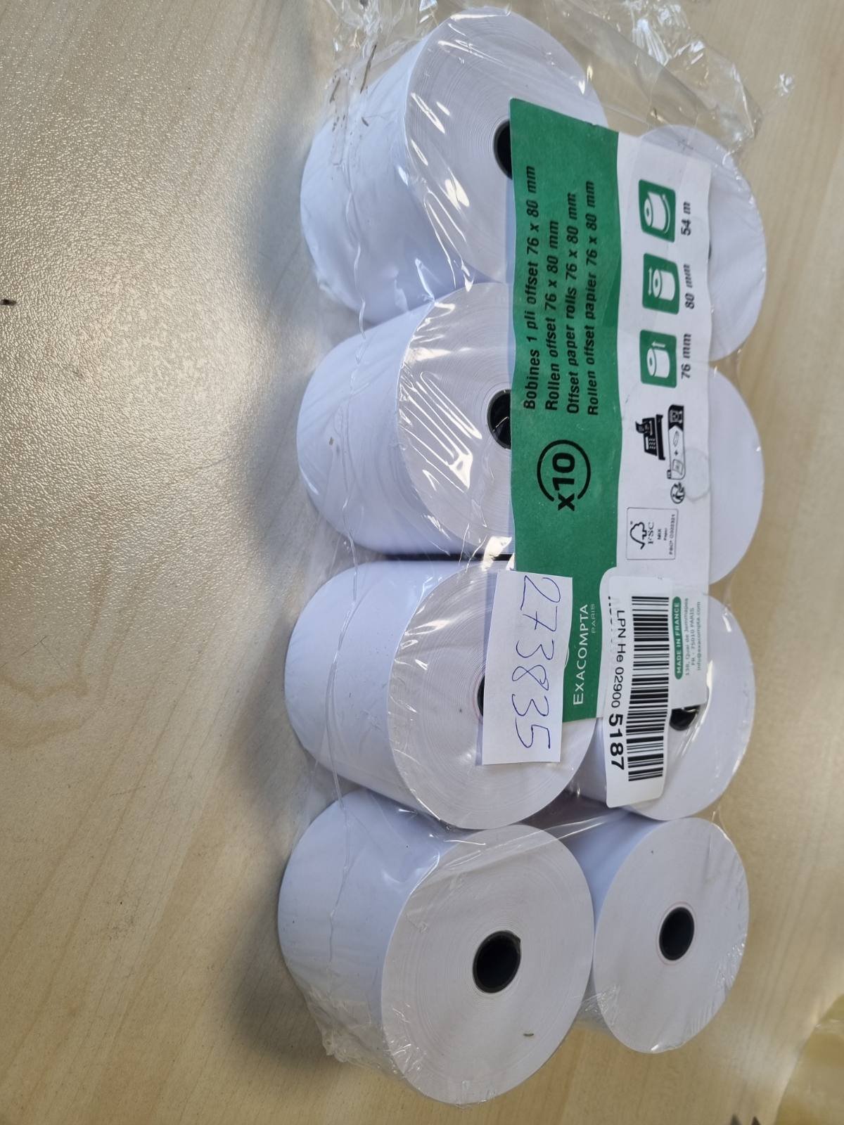 273835 - EXACOMPTA Rul 1-shtresor për arkë 76 x 80 x 12 mm letër ofset e bardhë 60g 7680120v (8 copë)