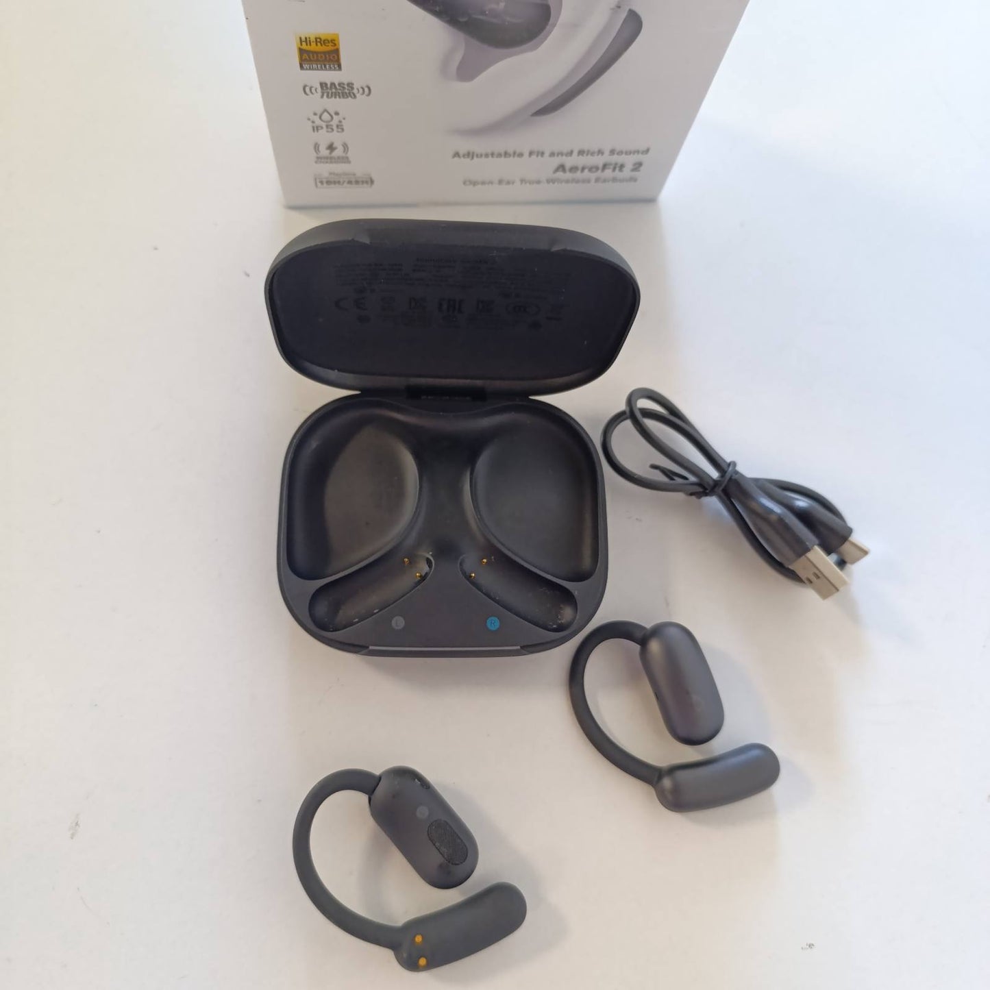 272811 - ANKER Kufje Soundcore AeroFit 2, Bluetooth 5.4, IP55, 42 orë kohë luajtjeje, audio me rezolucion të lartë, grepa të rregullueshëm