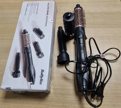 275007 - BABYLISS Furçë me ajër të nxehtë Smooth Finish 1200, 3-në-1, 1200W, Teknologji Jonike dhe Qeramike, 3 aksesorë, E zezë/Rozë, AS122E