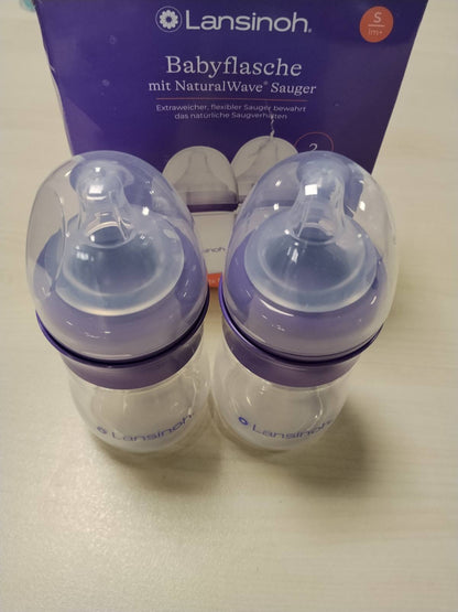 318263 - Lansinoh Shishe për foshnje NaturalWave madhësia S, 160 ml, pako dyshe, dizajn kompakt për stabilitet të përmirësuar, me kapak grumbullues