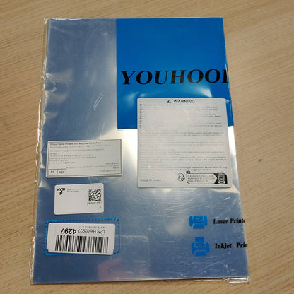 320265 - YOOHOOL Letër A4, fletë letre ngjitëse metalike, ngjyrë ari dhe argjendi, për printera me bojë ose lazer, 12 fletë