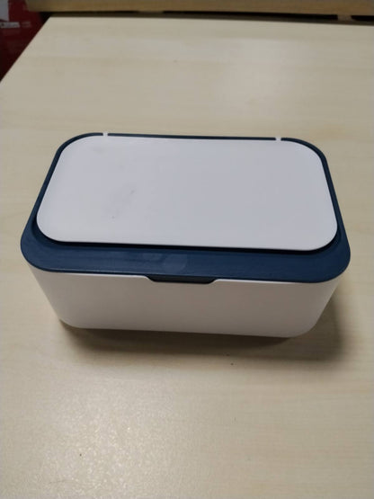 302453 - Kuti për peceta të lagura - Kuti me kapak për mbushje - E bardhë/Blu - Ruajtëse për peceta të freskëta - Dispenser për shtëpi dhe zyrë