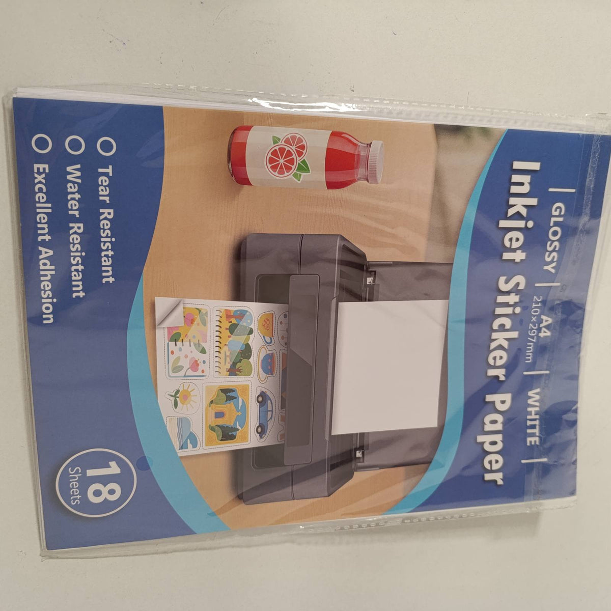 296328 - Euqvunn 16 fletë letre ngjitëse A4 për printim, 210x297 mm, letër ngjitëse vinili e bardhë me shkëlqim, e papërshkueshme nga uji