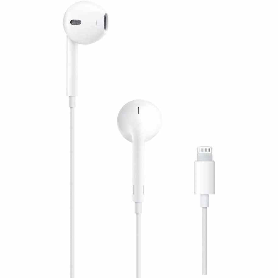 158611 - Kufje Apple EarPods me lidhës Lightning për iPhone, me kabllo, mikrofon dhe kontroll të integruar për muzikë, video, thirrje telefonike dhe rregullim të volumit.