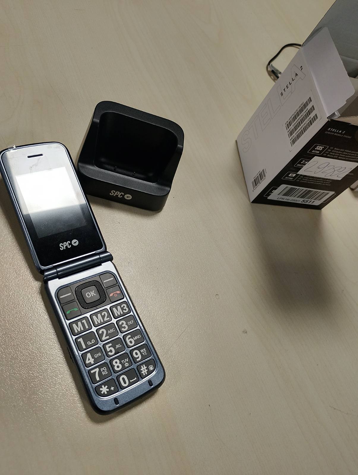 292892 - SPC STELLA 2 - Telefon celular me palosje për të moshuarit, butona të mëdhenj, i lehtë për t’u përdorur, zile inteligjente, njoftime inteligjente, konfigurim në distancë, buton SOS, USB-C, 3 vende për ruajtje direkte