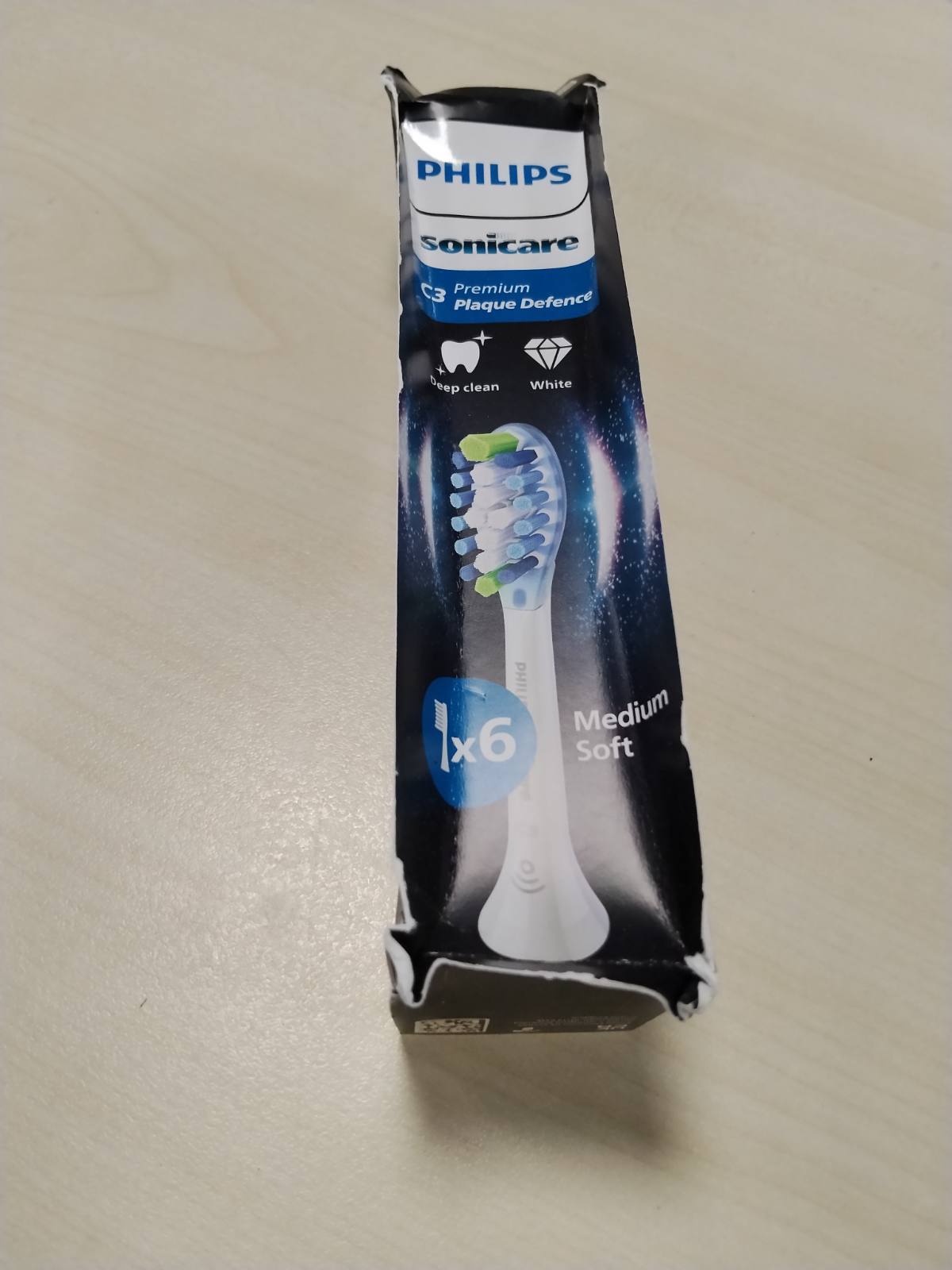 302817 - PHILIPS Sonicare C3 Premium Plaque Defense, Koka Furçe Zëvendësuese Origjinale, e Bardhë, Pako me 6 Furça, HX9046/87