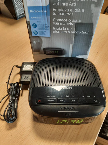299643 - PHILIPS RADIO R3205/12, Radio FM, Alarm i dyfishtë, Kohëmatës gjumi, Radio dixhitale, Dizajn kompakt, Bateri rezervë, 10 parazgjedhje