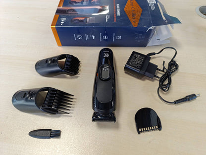 300627 - KING C. GILLETTE KIT PRERËS MJEKRE PËR BURRAT, 1 Kokë, 3 Krehëra Prerës, 1 Furçë, 1 Karikues, Brisk Elektrik për Mjekër, Ide Dhurate për Burra
