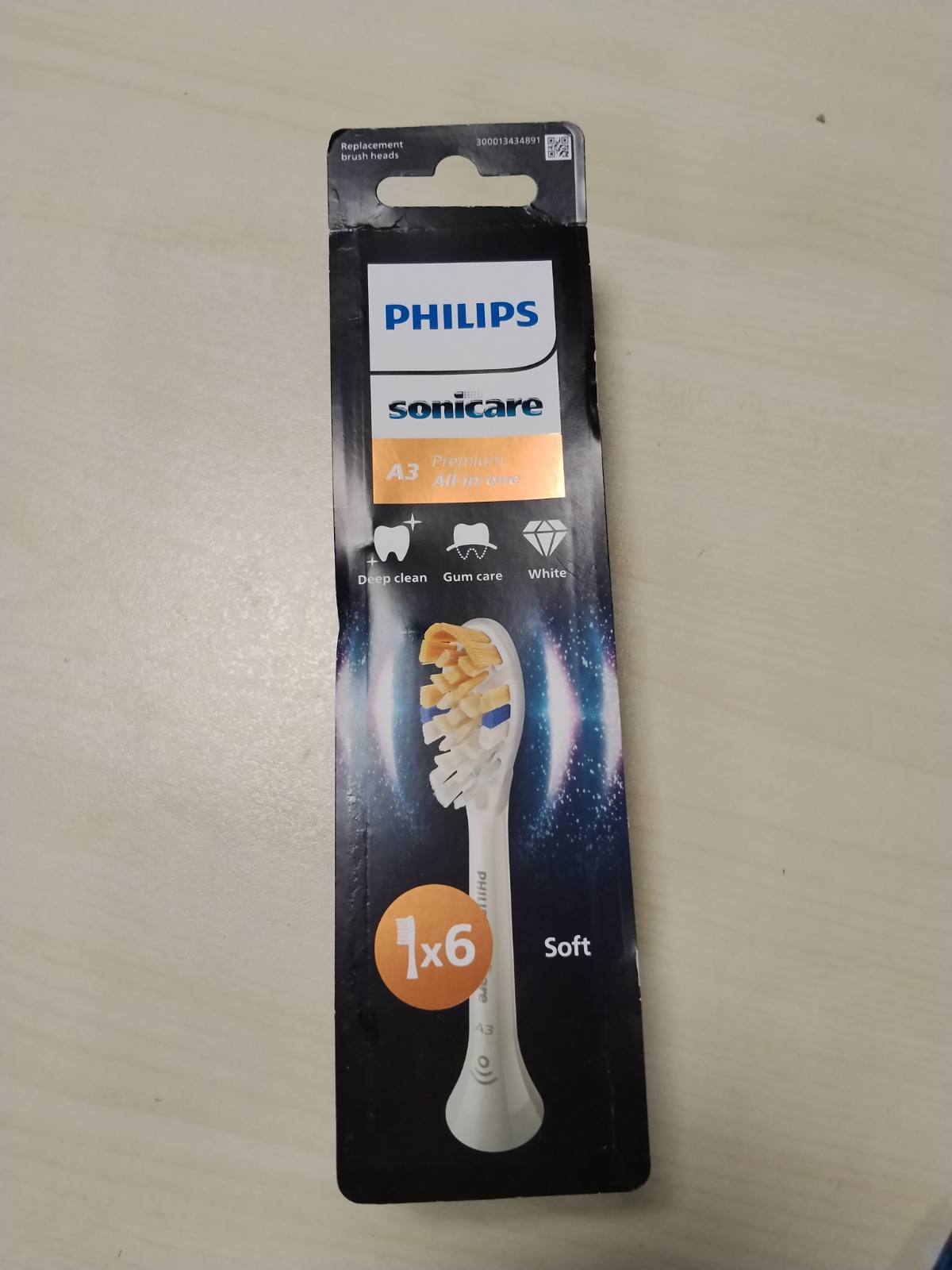 301746 - PHILIPS Sonicare A3 Premium Koka Furçash Zëvendësuese, e Bardhë, Pako me 6 Furça, HX9096/87