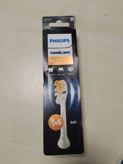 301746 - PHILIPS Sonicare A3 Premium Koka Furçash Zëvendësuese, e Bardhë, Pako me 6 Furça, HX9096/87