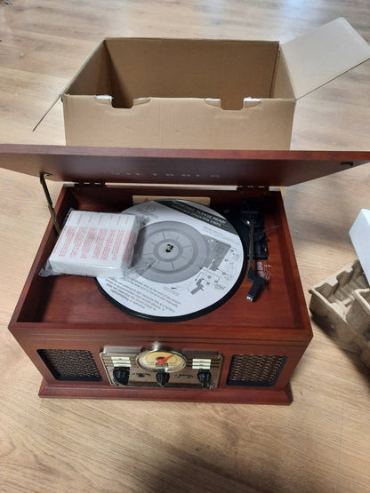 188662 - VICTROLA Sistem Stereo Classic 6-në-1 me Gramafon Bluetooth, Ngjyra Mahogany